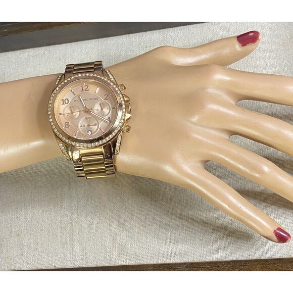 Michael Kors NEW Battery Blair Stainless St Rose Gold Chronograph Watch MK5263 - Picture 1 of 10